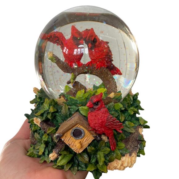San Francisco Music Box Red Cardinal Water Globe Snow Once Upon A December Rare - Picture 2 of 14
